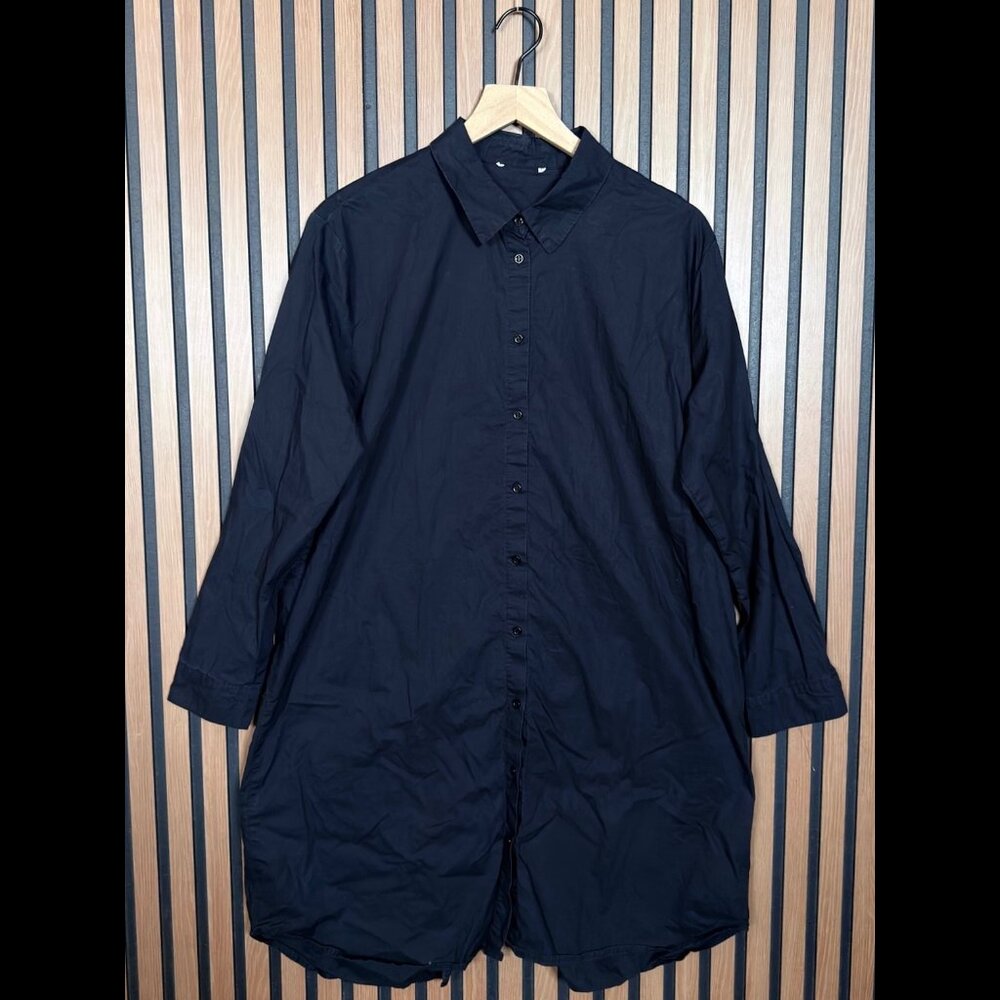 Comune Shirt Dress Medium Womens Black Francis Long Sleeve Collared Midi